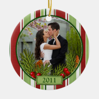 Adorno De Cerámica Primera Navidad Juntos Stripes Boughe Foto