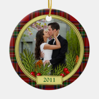 Adorno De Cerámica Primera Navidad juntos Tartan Boughe Foto