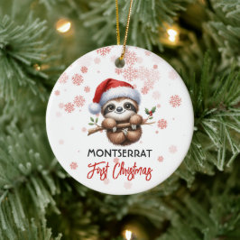 Adorno De Cerámica Primera Navidad lindo bebé de Sloth Ornament
