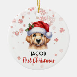 Adorno De Cerámica Primera Navidad lindo Dorado recuperar bebé Orname