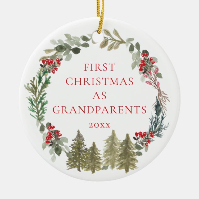 Adorno De Cerámica Primera Navidad, los abuelos escriben foto (Frente)