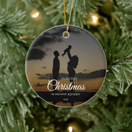 Adorno De Cerámica Primera Navidad Mamá Papá Silueta Familia