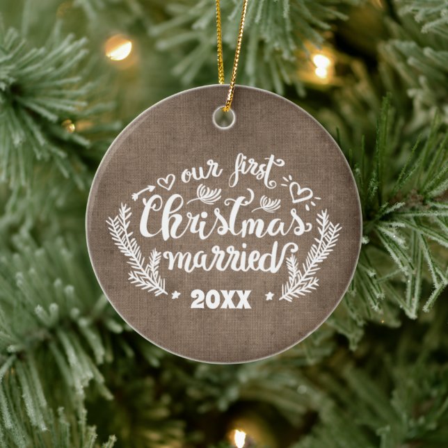 Adorno De Cerámica Primera Navidad Marcado foto Keepsake (Árbol)