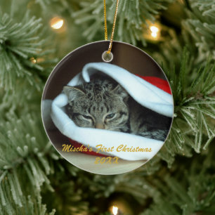 Adorno De Cerámica Primera Navidad mascota