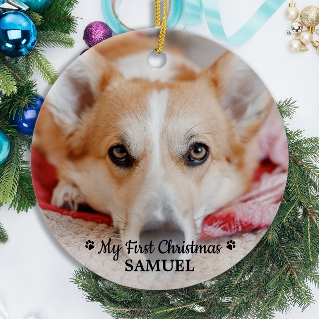 Adorno De Cerámica Primera Navidad Mascota personalizada Perro fotogr (Subido por el creador)