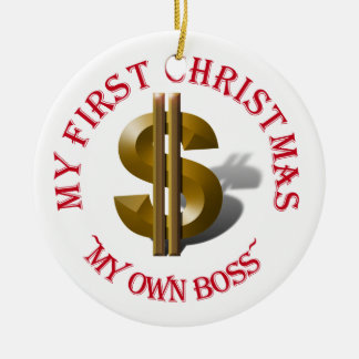 Adorno De Cerámica Primera Navidad MI PROPIO Rótulo BOSS Gold Dollar