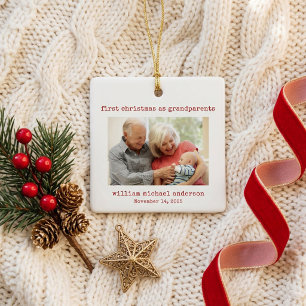 Adorno De Cerámica Primera Navidad Minimalista como Abuelos Foto