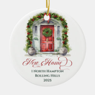 Adorno De Cerámica Primera Navidad Monogramado Nuevo nombre de hogar 