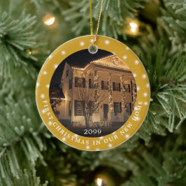 Adorno De Cerámica PRIMERA NAVIDAD NUEVA CASA 2 Fotoiluminación Oro