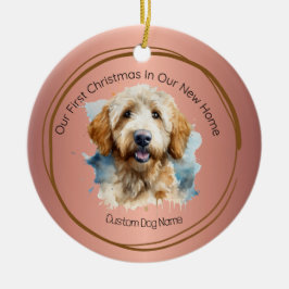 Adorno De Cerámica Primera Navidad Nueva cita rosa goldendoodle