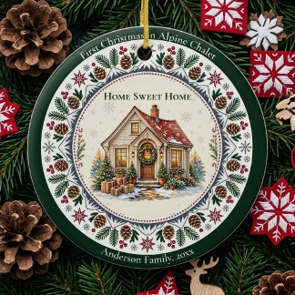 Adorno De Cerámica Primera Navidad Nuevo Chalé Alpino Hogar Dulce Hog