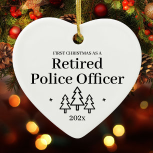 Adorno De Cerámica Primera Navidad Oficial de Policía Retirado Jubila