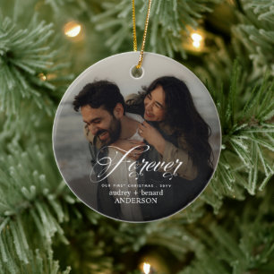 Adorno De Cerámica Primera Navidad para Siempre Foto de Pareja Doble
