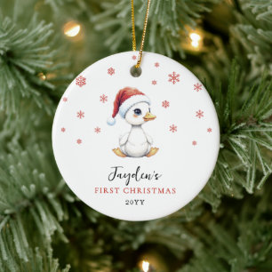 Adorno De Cerámica Primera Navidad Personalizada Acuarela Bebé Ganso