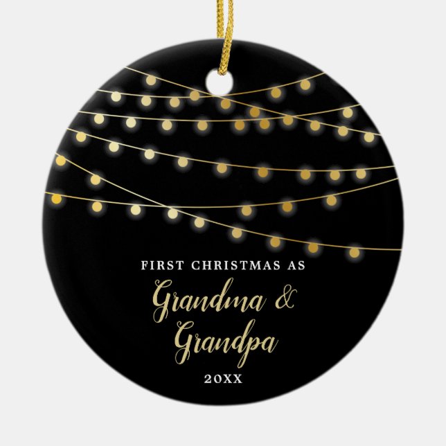 Adorno De Cerámica Primera Navidad personalizada como abuela y abuelo (Frente)