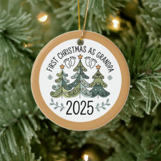 Adorno De Cerámica Primera Navidad Personalizada como Abuelo