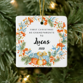 Adorno De Cerámica Primera Navidad personalizada como abuelos