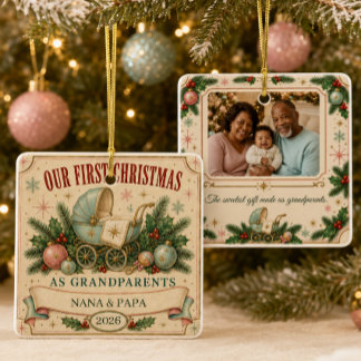 Adorno De Cerámica Primera Navidad Personalizada como Abuelos 2026