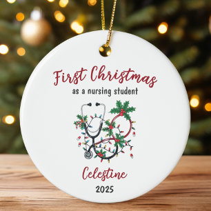 Adorno De Cerámica Primera Navidad personalizada como estudiante de E