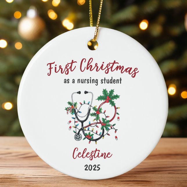 Adorno De Cerámica Primera Navidad personalizada como estudiante de E (Subido por el creador)