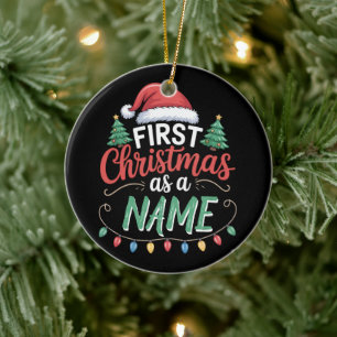 Adorno De Cerámica Primera Navidad Personalizada Como Familia Combina
