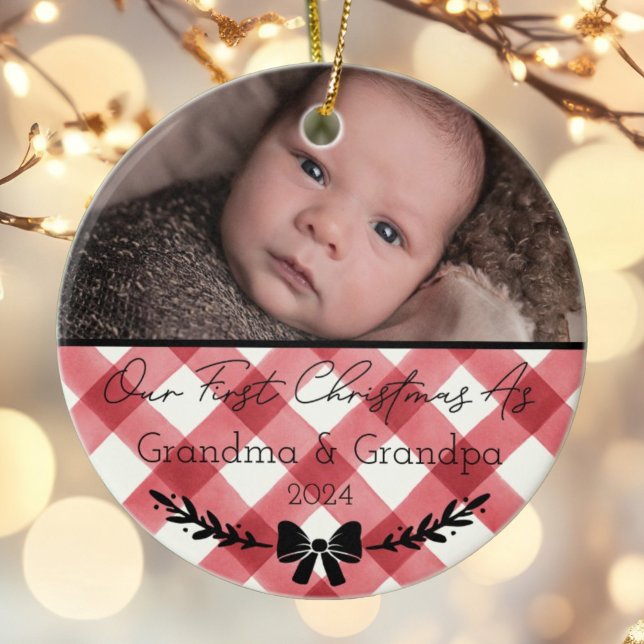 Adorno De Cerámica Primera Navidad personalizada como foto de abuelos (Subido por el creador)