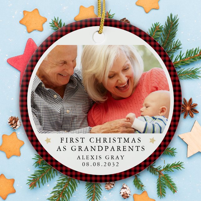 Adorno De Cerámica Primera Navidad personalizada como foto de abuelos (Subido por el creador)