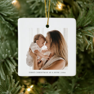 Adorno De Cerámica Primera Navidad Personalizada como Mamá Foto de Be
