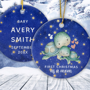 Adorno De Cerámica Primera Navidad Personalizada Como Mamá Tortuga Ma