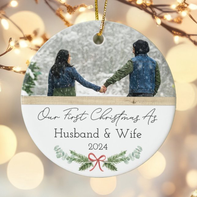 Adorno De Cerámica Primera Navidad personalizada como marido y mujer (Subido por el creador)