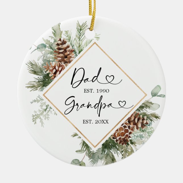 Adorno De Cerámica Primera Navidad personalizada como regalo de abuel (Frente)