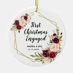 Adorno De Cerámica Primera Navidad personalizada comprometida