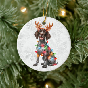 Adorno De Cerámica Primera Navidad personalizada con cuernos de reno