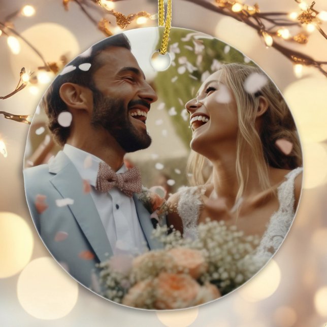 Adorno De Cerámica Primera Navidad personalizada con fiesta casada (Subido por el creador)