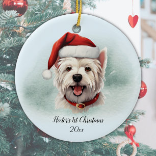 Adorno De Cerámica Primera Navidad personalizada de West Highland Ter
