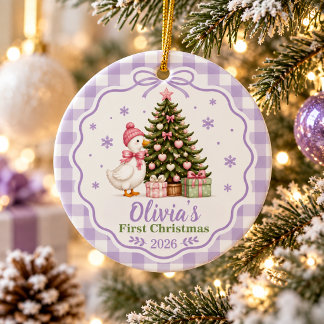 Adorno De Cerámica Primera Navidad Personalizada del Bebé Ganso Morad