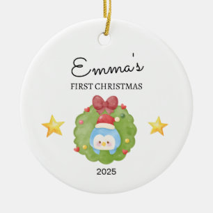 Adorno De Cerámica Primera Navidad personalizada del bebé, regalo pin