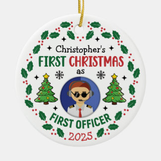 Adorno De Cerámica Primera Navidad Personalizada del Primer Oficial c
