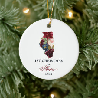 Adorno De Cerámica Primera Navidad personalizada en Illinois State IL