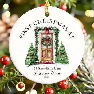 Adorno De Cerámica Primera Navidad Personalizada En Nuestra Nueva Cas