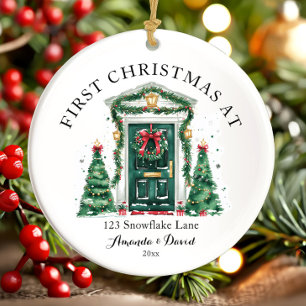 Adorno De Cerámica Primera Navidad Personalizada En Nuestra Nueva Cas