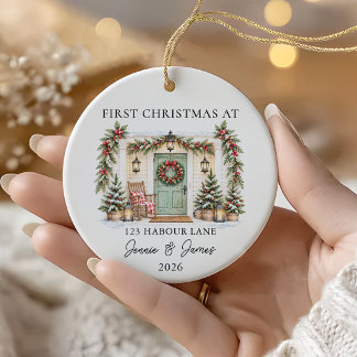 Adorno De Cerámica Primera Navidad Personalizada En Nuestra Nueva Cas