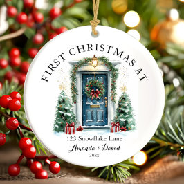 Adorno De Cerámica Primera Navidad personalizada en nuestro nuevo hog
