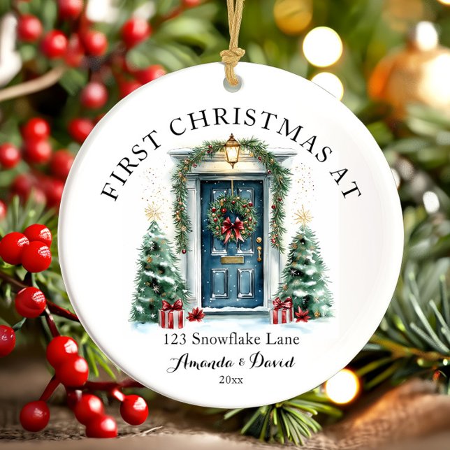 Adorno De Cerámica Primera Navidad personalizada en nuestro nuevo hog (Subido por el creador)