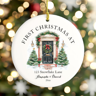 Adorno De Cerámica Primera Navidad personalizada en nuestro nuevo hog