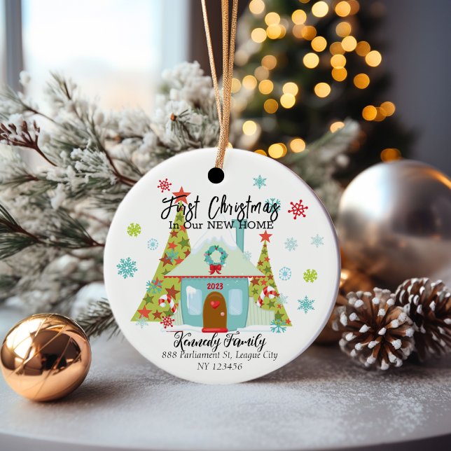 Adorno De Cerámica Primera Navidad personalizada en un nuevo hogar (First Christmas in our NEW HOME)