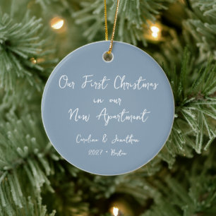 Adorno De Cerámica Primera Navidad Personalizada Nuevo Apartamento Az