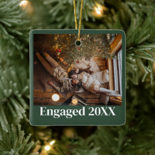 Adorno De Cerámica Primera Navidad personalizada Pareja de Verde Comp