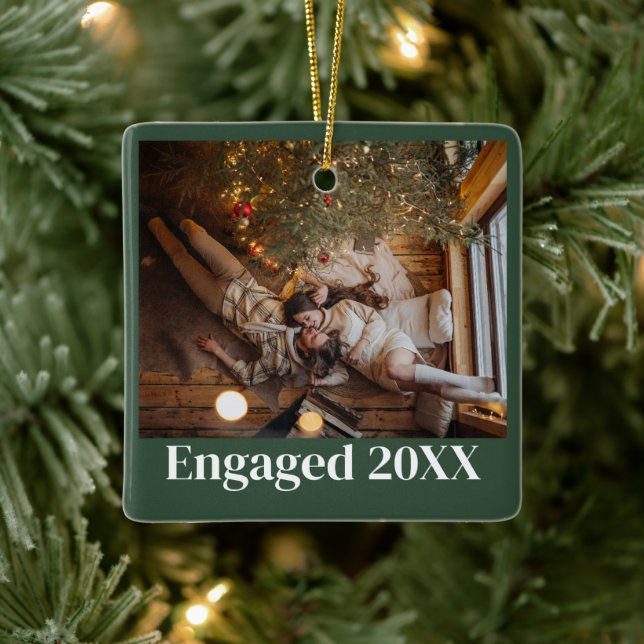 Adorno De Cerámica Primera Navidad personalizada Pareja de Verde Comp (Árbol)