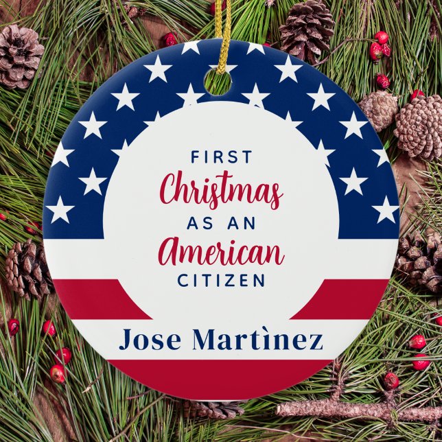 Adorno De Cerámica Primera Navidad Personalizado ciudadana norteameri (Subido por el creador)